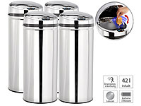 infactory 4er-Set Abfalleimer mit Hand-Bewegungssensor & Edelstahl-Korpus, 42 l; LED-T-Shirts LED-T-Shirts LED-T-Shirts