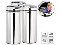 infactory 3er-Set Abfalleimer mit Hand-Bewegungssensor & Edelstahl-Korpus, 42 l; LED-T-Shirts LED-T-Shirts LED-T-Shirts