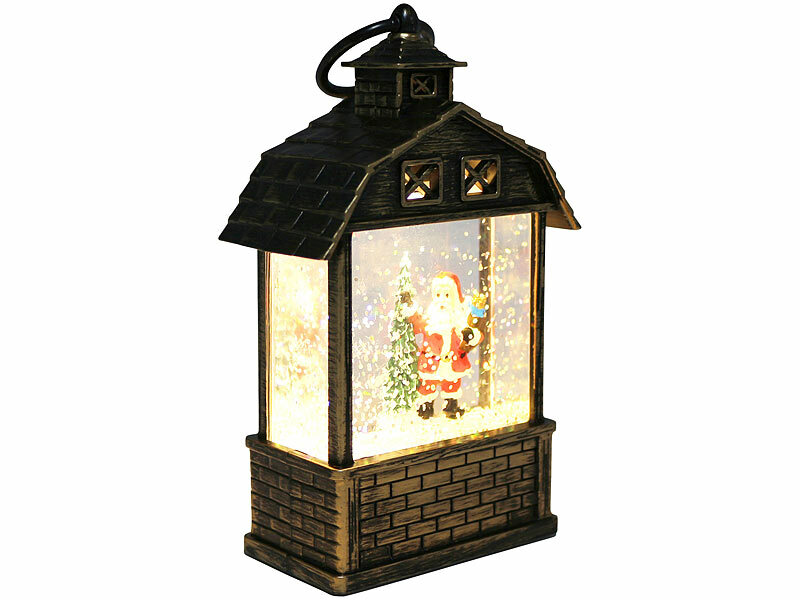 ; LED-Laternen mit Schneewirbel