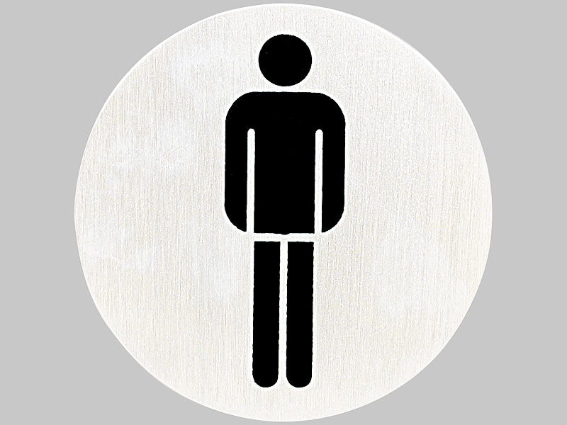 infactory Edelstahl-Türschild "Herren-WC", selbstklebend;   