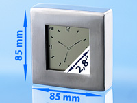 infactory Stahl-Uhr mit Wecker und LCD-Zifferblatt im Analog-Design;   
