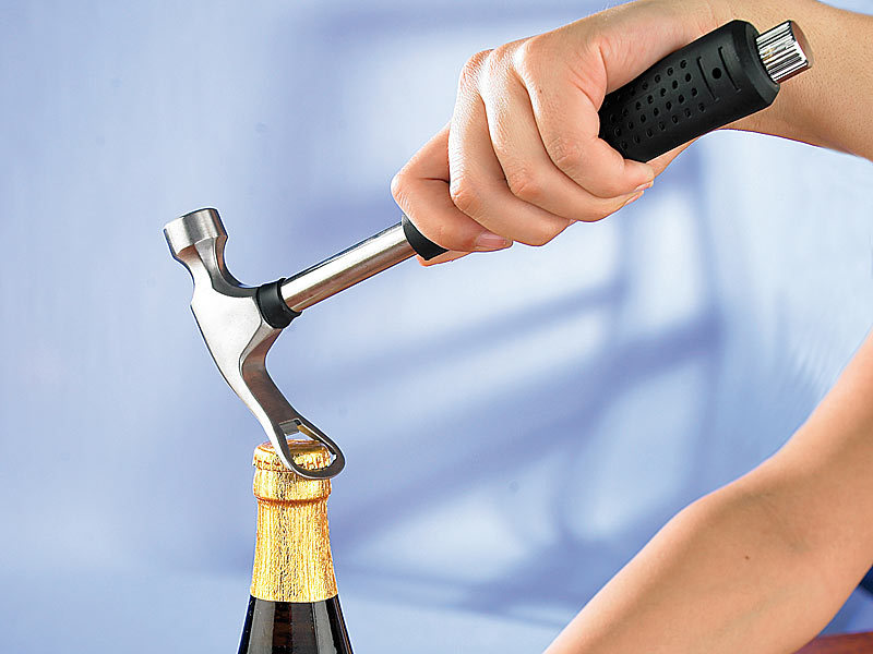 infactory Hammer mit Flaschenöffner und Schnapsfach;   
