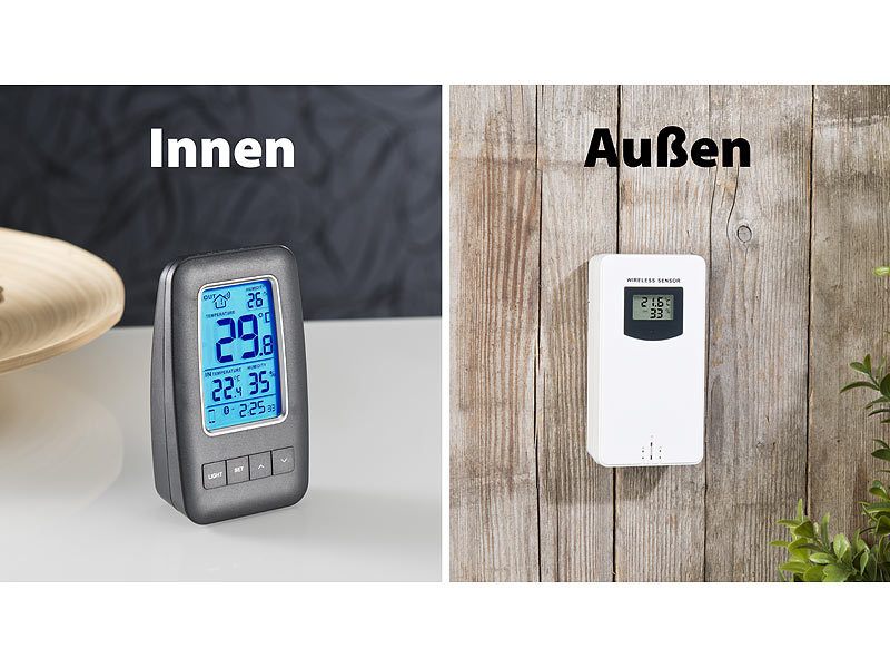 ; Funk-Wetterstationen mit Außensensor, WLAN und App Funk-Wetterstationen mit Außensensor, WLAN und App 