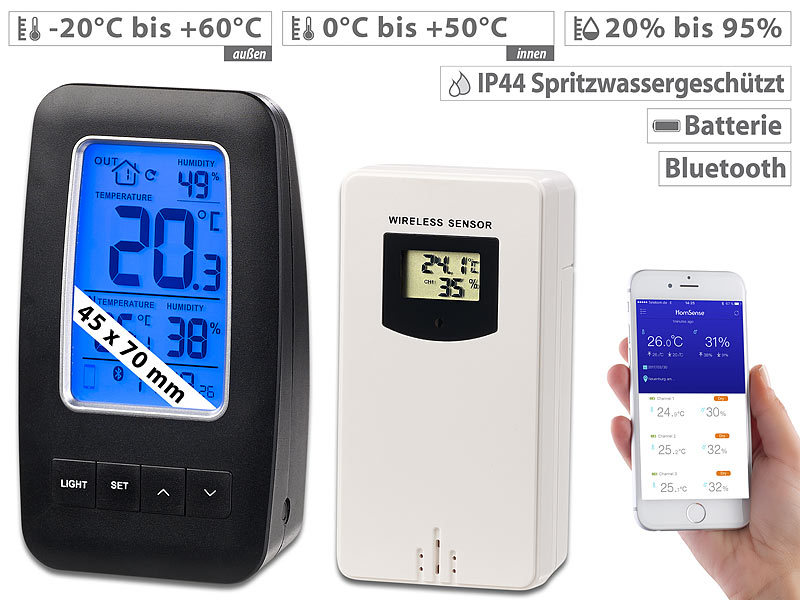 ; Funk-Wetterstationen mit Außensensor, WLAN und App Funk-Wetterstationen mit Außensensor, WLAN und App 