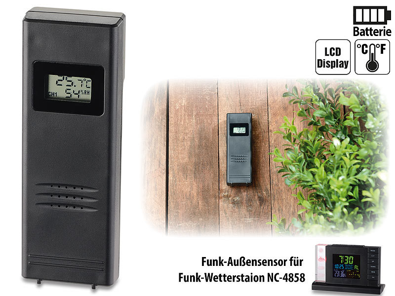 ; Funk-Wetterstationen mit Außensensor, WLAN und App, Wetterstationen mit Farb-Display, Funkuhr und Außensensor 