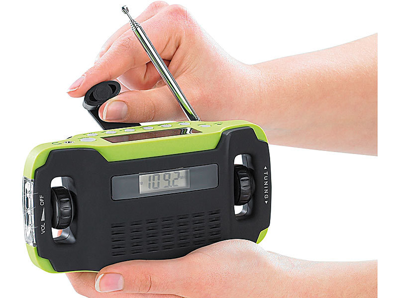 ; Solar- & Dynamo-Radios mit Powerbank-Funktion 