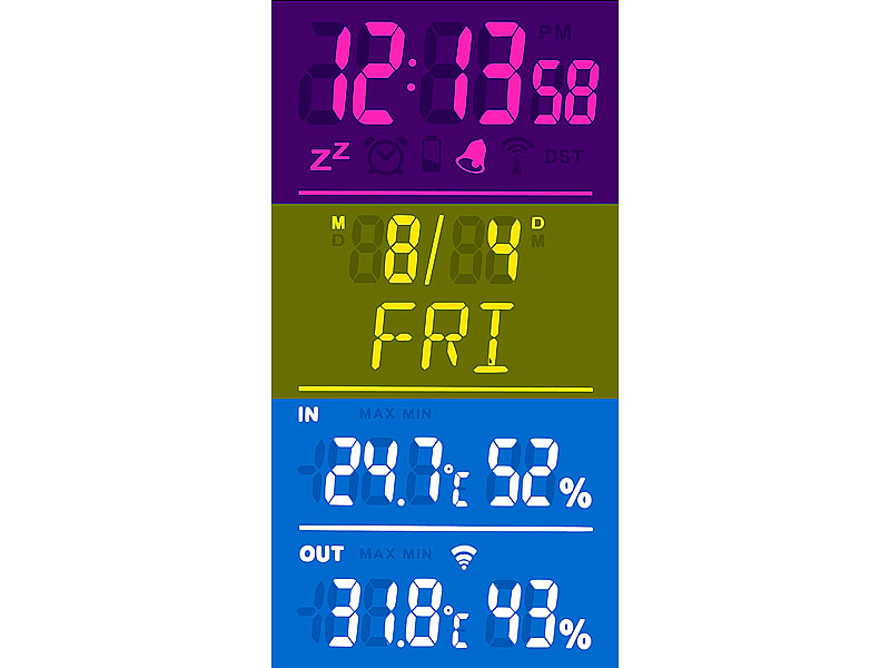; Funk-Wetterstationen mit Außensensor, WLAN und App, Wetterstationen mit Farb-Display, Funkuhr und Außensensor Funk-Wetterstationen mit Außensensor, WLAN und App, Wetterstationen mit Farb-Display, Funkuhr und Außensensor Funk-Wetterstationen mit Außensensor, WLAN und App, Wetterstationen mit Farb-Display, Funkuhr und Außensensor 