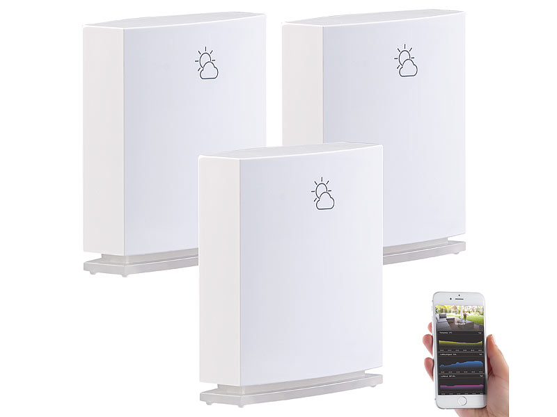 ; Funk-Wetterstationen mit Außensensor, WLAN und App, Wetterstationen mit Farb-Display, Funkuhr und Außensensor Funk-Wetterstationen mit Außensensor, WLAN und App, Wetterstationen mit Farb-Display, Funkuhr und Außensensor 