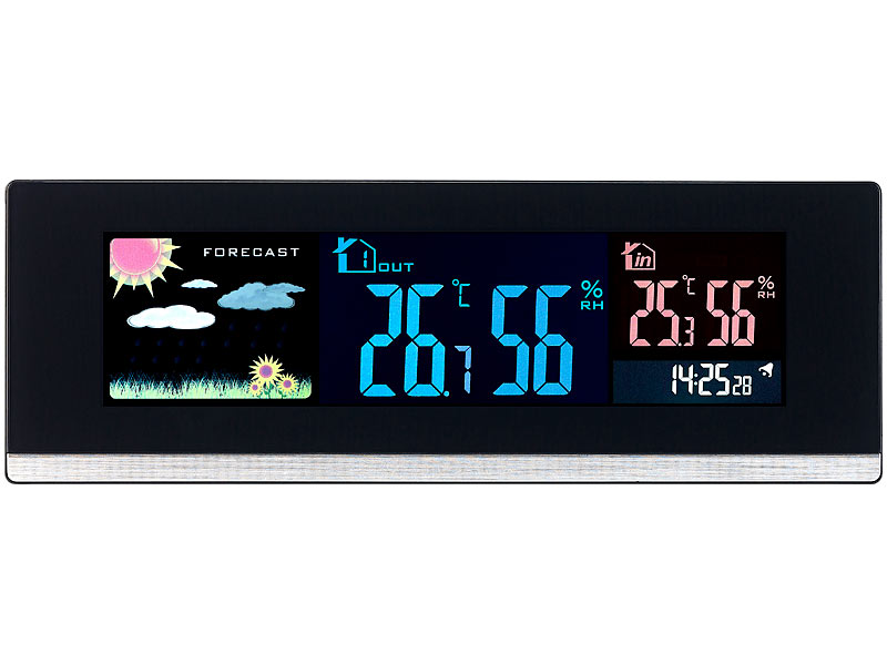 ; Funk-Wetterstationen mit Außensensor, WLAN und App, Wetterstationen mit Farb-Display, Funkuhr und Außensensor 