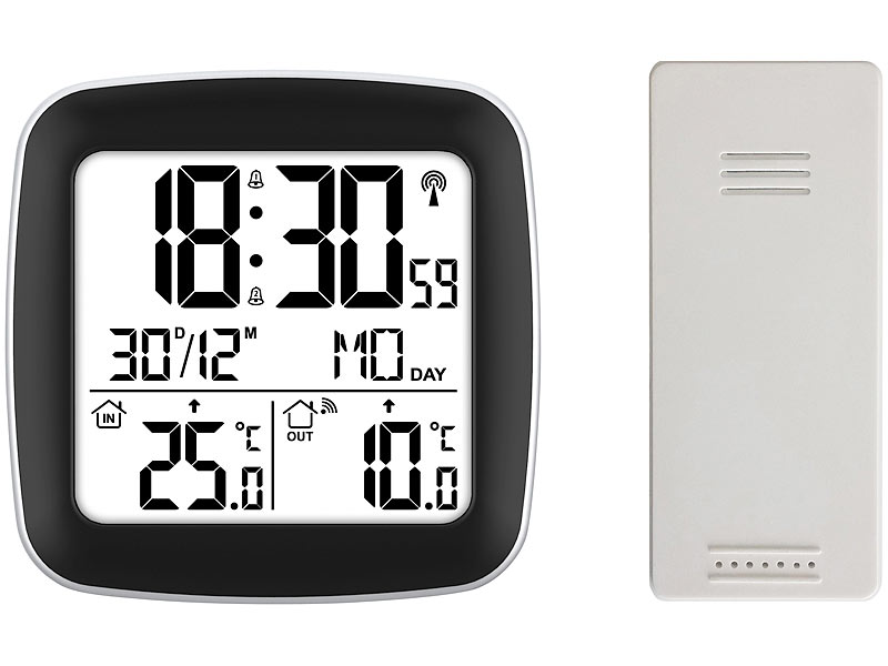 ; Wetterstationen mit Farb-Display, Funkuhr und Außensensor Wetterstationen mit Farb-Display, Funkuhr und Außensensor Wetterstationen mit Farb-Display, Funkuhr und Außensensor Wetterstationen mit Farb-Display, Funkuhr und Außensensor 