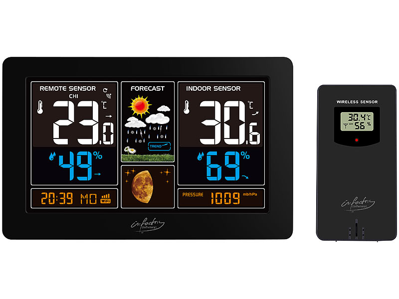 ; Funk-Wetterstationen mit Außensensor, WLAN und App, Wetterstationen mit Farb-Display, Funkuhr und Außensensor Funk-Wetterstationen mit Außensensor, WLAN und App, Wetterstationen mit Farb-Display, Funkuhr und Außensensor Funk-Wetterstationen mit Außensensor, WLAN und App, Wetterstationen mit Farb-Display, Funkuhr und Außensensor Funk-Wetterstationen mit Außensensor, WLAN und App, Wetterstationen mit Farb-Display, Funkuhr und Außensensor 