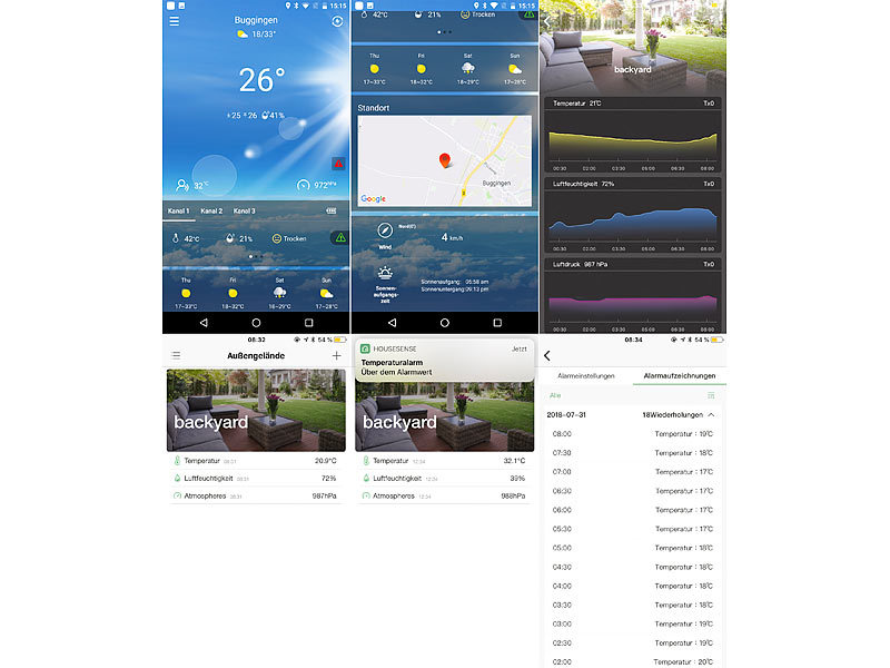 ; Funk-Wetterstationen mit Außensensor, WLAN und App, Wetterstationen mit Farb-Display, Funkuhr und Außensensor Funk-Wetterstationen mit Außensensor, WLAN und App, Wetterstationen mit Farb-Display, Funkuhr und Außensensor 