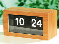 infactory Retro-Uhr mit Klappziffern & Holz-Design-Gehäuse;
