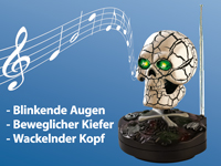 infactory Sprechendes Totenkopf-Radio mit LED-Effekten;  