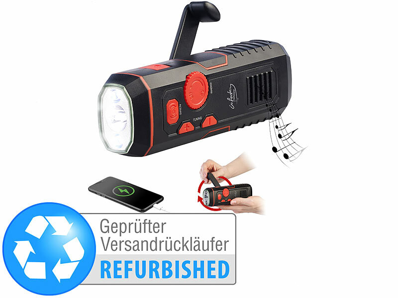 ; Solar- & Dynamo-Radios mit Powerbank-Funktion 