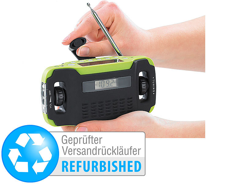 ; Solar- & Dynamo-Radios mit Powerbank-Funktion 