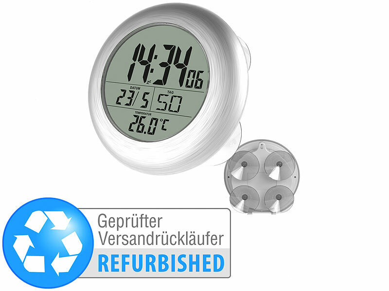 ; Digitale Badezimmer-Wanduhren mit Thermometer & Hygrometer 
