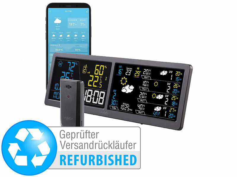 ; Funk-Wetterstationen mit Außensensor, WLAN und App, Wetterstationen mit Farb-Display, Funkuhr und Außensensor Funk-Wetterstationen mit Außensensor, WLAN und App, Wetterstationen mit Farb-Display, Funkuhr und Außensensor Funk-Wetterstationen mit Außensensor, WLAN und App, Wetterstationen mit Farb-Display, Funkuhr und Außensensor 