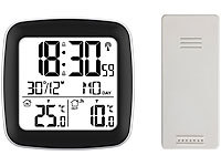 infactory Außenthermometer Funk, Funkuhr-Wecker mit Weckfunktion