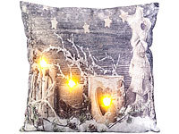 infactory LED Kissen Weihnachten, Dekokissen Wintermotiv