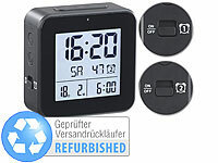 infactory Reise-Wecker, Funkwecker mit Thermometer, Wecker Hygrometer