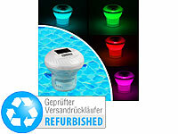 infactory Pool-Thermometer Solar, Solar-Poolthermometer mit RGB-LED