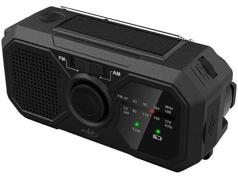 ; Solar- & Dynamo-Radios mit Powerbank-Funktion 