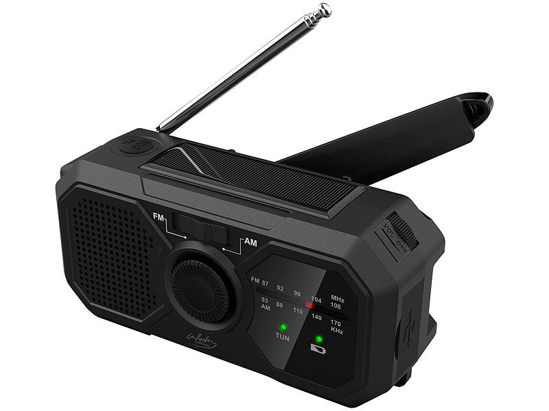 ; Solar- & Dynamo-Radios mit Powerbank-Funktion 