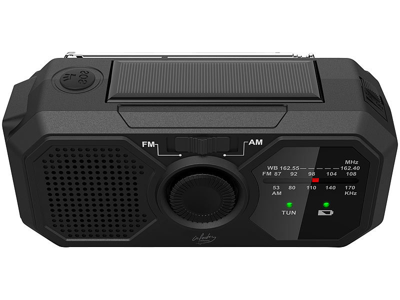 ; Solar- & Dynamo-Radios mit Powerbank-Funktion 