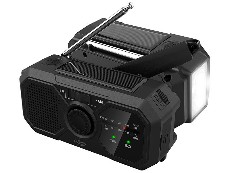 ; Solar- & Dynamo-Radios mit Powerbank-Funktion 