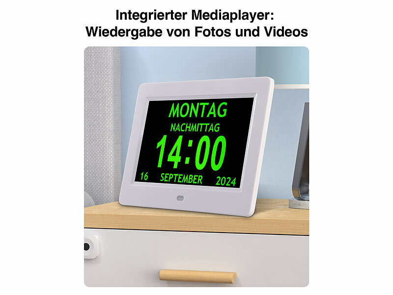 ; Funk-Wanduhren mit Doppel-Wecker, Temperatur-Anzeige und Außensensor Funk-Wanduhren mit Doppel-Wecker, Temperatur-Anzeige und Außensensor Funk-Wanduhren mit Doppel-Wecker, Temperatur-Anzeige und Außensensor 