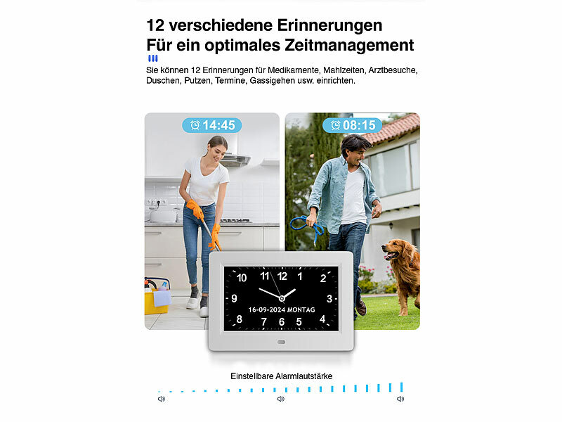 ; Funk-Wanduhren mit Doppel-Wecker, Temperatur-Anzeige und Außensensor Funk-Wanduhren mit Doppel-Wecker, Temperatur-Anzeige und Außensensor Funk-Wanduhren mit Doppel-Wecker, Temperatur-Anzeige und Außensensor 