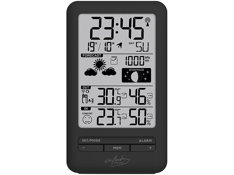 ; Funk-Wetterstationen mit Außensensor, WLAN und App, Wetterstationen mit Farb-Display, Funkuhr und Außensensor Funk-Wetterstationen mit Außensensor, WLAN und App, Wetterstationen mit Farb-Display, Funkuhr und Außensensor Funk-Wetterstationen mit Außensensor, WLAN und App, Wetterstationen mit Farb-Display, Funkuhr und Außensensor Funk-Wetterstationen mit Außensensor, WLAN und App, Wetterstationen mit Farb-Display, Funkuhr und Außensensor 