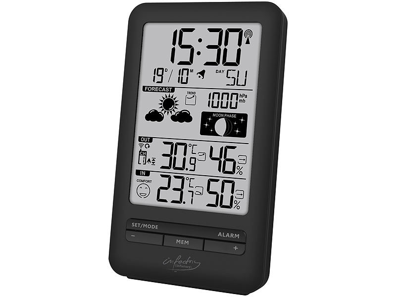 ; Funk-Wetterstationen mit Außensensor, WLAN und App, Wetterstationen mit Farb-Display, Funkuhr und Außensensor Funk-Wetterstationen mit Außensensor, WLAN und App, Wetterstationen mit Farb-Display, Funkuhr und Außensensor Funk-Wetterstationen mit Außensensor, WLAN und App, Wetterstationen mit Farb-Display, Funkuhr und Außensensor Funk-Wetterstationen mit Außensensor, WLAN und App, Wetterstationen mit Farb-Display, Funkuhr und Außensensor 