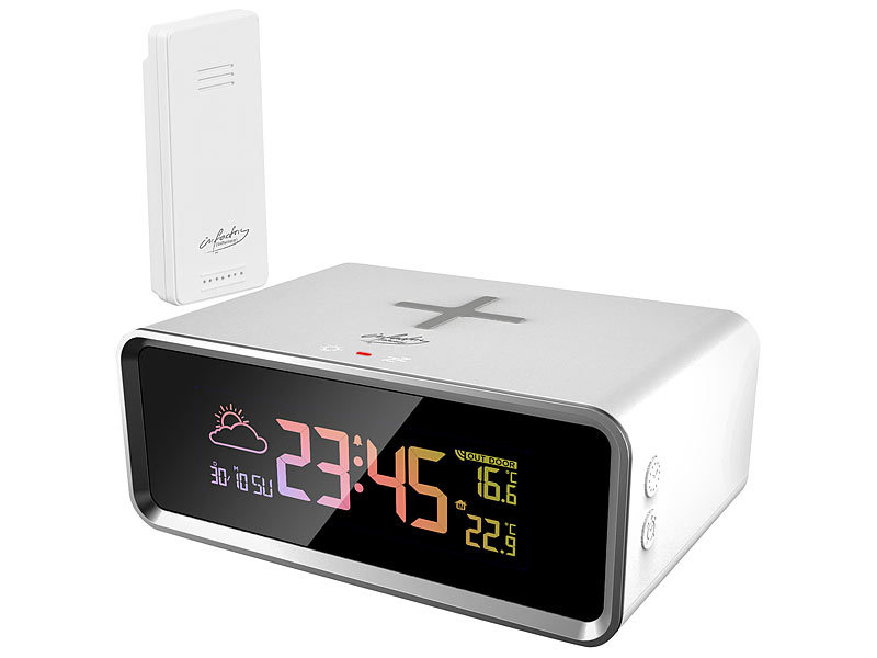 ; Funk-Wetterstationen mit Außensensor, WLAN und App, Wetterstationen mit Farb-Display, Funkuhr und Außensensor 