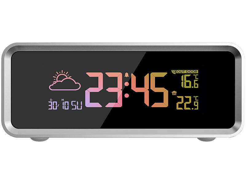 ; Funk-Wetterstationen mit Außensensor, WLAN und App, Wetterstationen mit Farb-Display, Funkuhr und Außensensor 