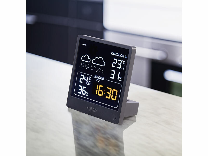 ; Funk-Wetterstationen mit Außensensor, WLAN und App, Wetterstationen mit Farb-Display, Funkuhr und Außensensor Funk-Wetterstationen mit Außensensor, WLAN und App, Wetterstationen mit Farb-Display, Funkuhr und Außensensor Funk-Wetterstationen mit Außensensor, WLAN und App, Wetterstationen mit Farb-Display, Funkuhr und Außensensor 