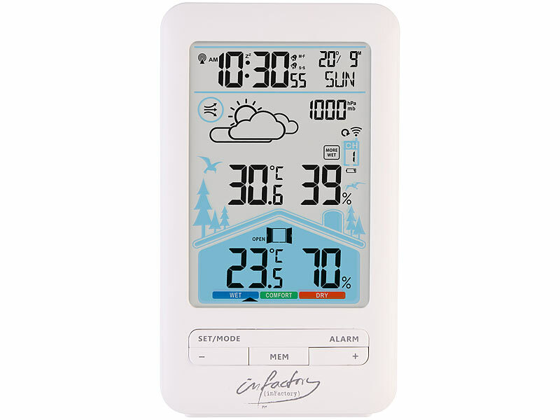 ; Funk-Wetterstationen mit Außensensor, WLAN und App, Wetterstationen mit Farb-Display, Funkuhr und Außensensor Funk-Wetterstationen mit Außensensor, WLAN und App, Wetterstationen mit Farb-Display, Funkuhr und Außensensor Funk-Wetterstationen mit Außensensor, WLAN und App, Wetterstationen mit Farb-Display, Funkuhr und Außensensor 