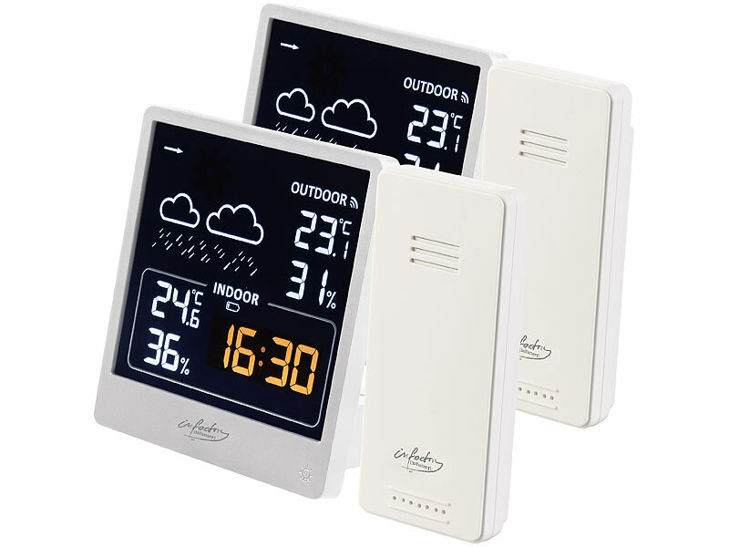 ; Funk-Wetterstationen mit Außensensor, WLAN und App, Wetterstationen mit Farb-Display, Funkuhr und Außensensor Funk-Wetterstationen mit Außensensor, WLAN und App, Wetterstationen mit Farb-Display, Funkuhr und Außensensor Funk-Wetterstationen mit Außensensor, WLAN und App, Wetterstationen mit Farb-Display, Funkuhr und Außensensor 