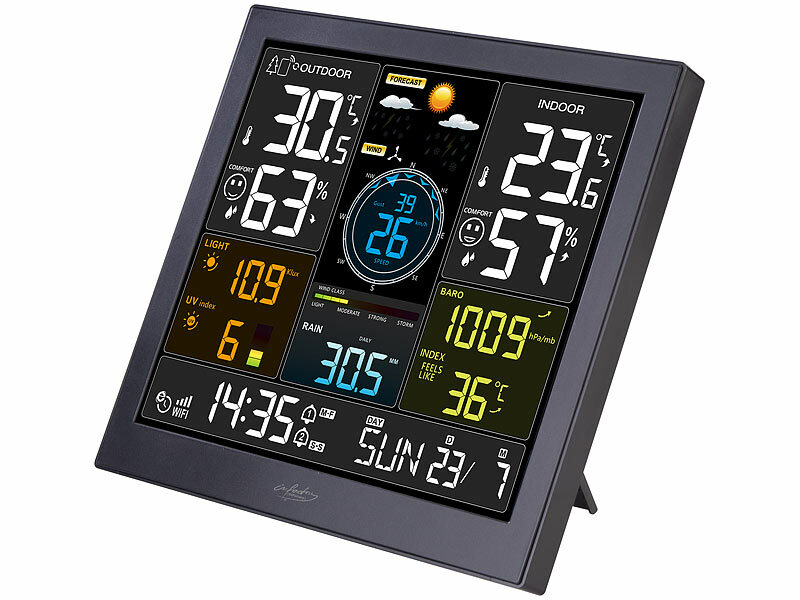 ; Wetterstationen mit Farb-Display, Funkuhr und Außensensor, Funk-Wetterstationen mit Außensensor, WLAN und App Wetterstationen mit Farb-Display, Funkuhr und Außensensor, Funk-Wetterstationen mit Außensensor, WLAN und App Wetterstationen mit Farb-Display, Funkuhr und Außensensor, Funk-Wetterstationen mit Außensensor, WLAN und App 